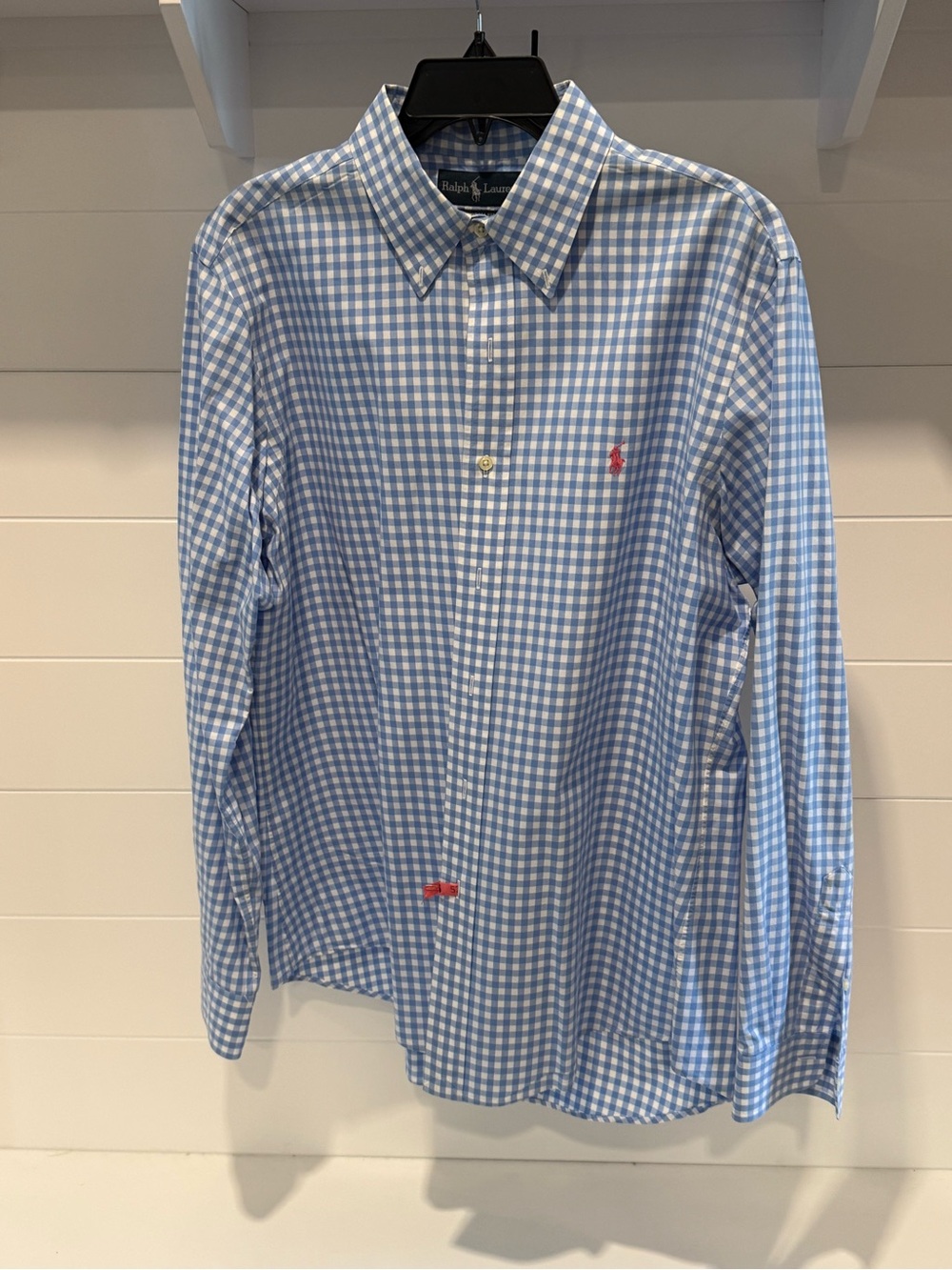 Ralph Lauren Light Blue & White Gingham Button-Down Shirt